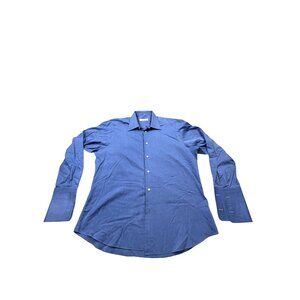 Ermenegildo Zegna Su Misura LSE Mens Large Blue Long Sleeve Shirt Made in Spain